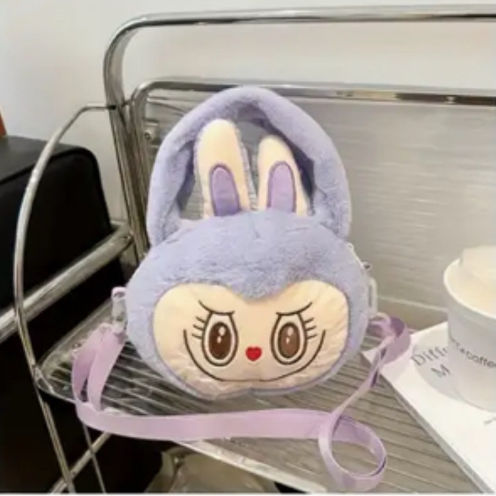 NWOT - Adorable Labubu Monster - Plush Kids Crossbody Bag – Light Purple!